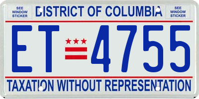 DC license plate ET4755