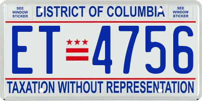 DC license plate ET4756