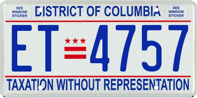 DC license plate ET4757