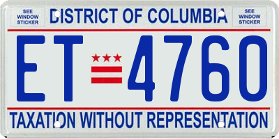 DC license plate ET4760