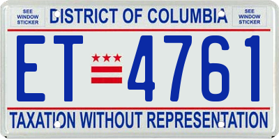 DC license plate ET4761