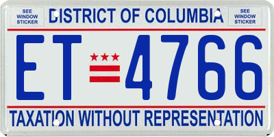 DC license plate ET4766