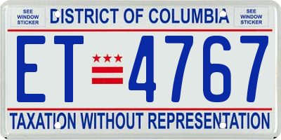 DC license plate ET4767