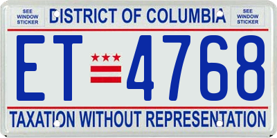 DC license plate ET4768