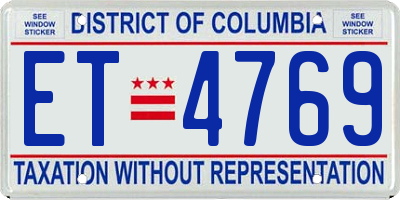 DC license plate ET4769