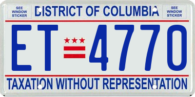 DC license plate ET4770
