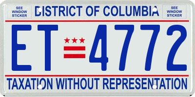 DC license plate ET4772