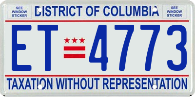 DC license plate ET4773