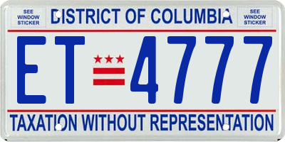 DC license plate ET4777