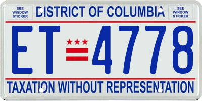 DC license plate ET4778