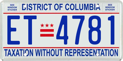 DC license plate ET4781