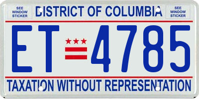 DC license plate ET4785