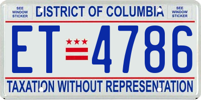 DC license plate ET4786