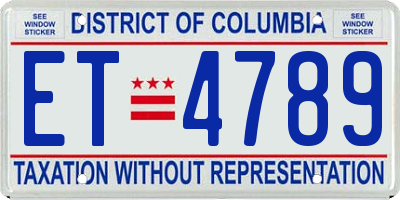 DC license plate ET4789
