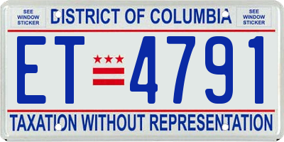 DC license plate ET4791