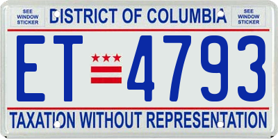 DC license plate ET4793
