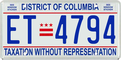DC license plate ET4794