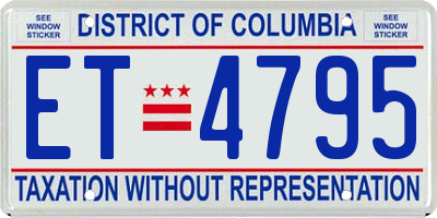 DC license plate ET4795