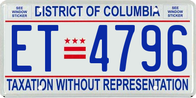 DC license plate ET4796