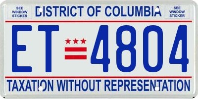 DC license plate ET4804