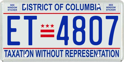 DC license plate ET4807