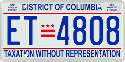 DC license plate ET4808