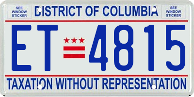 DC license plate ET4815