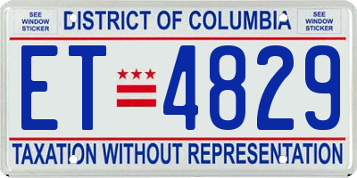 DC license plate ET4829