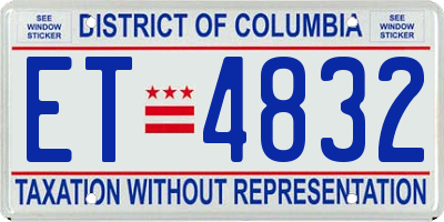 DC license plate ET4832