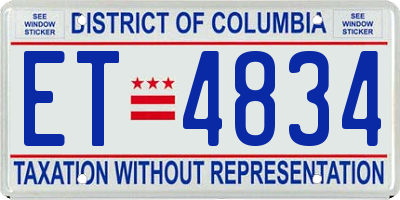 DC license plate ET4834