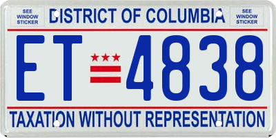 DC license plate ET4838