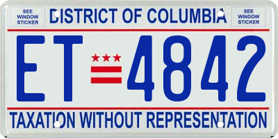 DC license plate ET4842