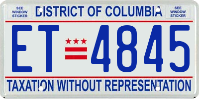 DC license plate ET4845