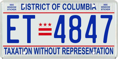 DC license plate ET4847