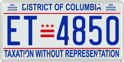 DC license plate ET4850