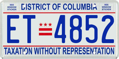 DC license plate ET4852