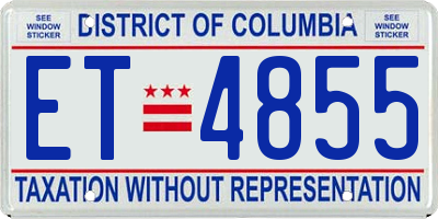DC license plate ET4855