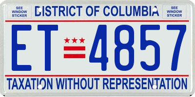 DC license plate ET4857