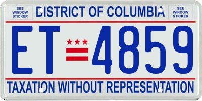 DC license plate ET4859