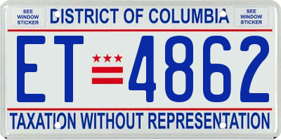 DC license plate ET4862