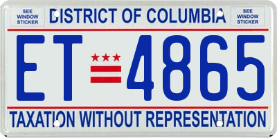 DC license plate ET4865