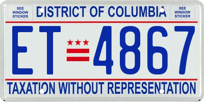 DC license plate ET4867