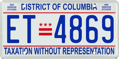 DC license plate ET4869