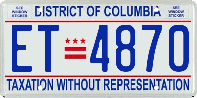 DC license plate ET4870
