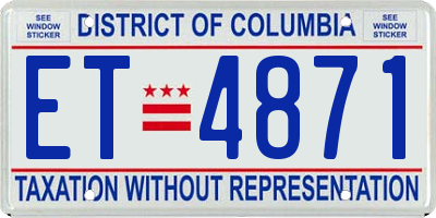 DC license plate ET4871