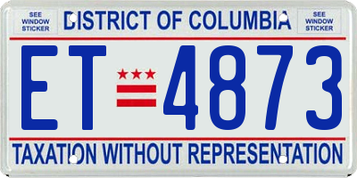 DC license plate ET4873