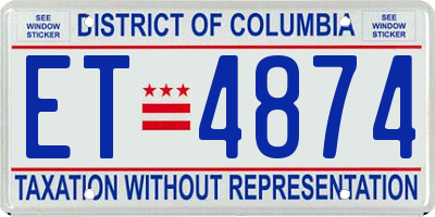 DC license plate ET4874