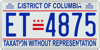 DC license plate ET4875