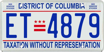 DC license plate ET4879