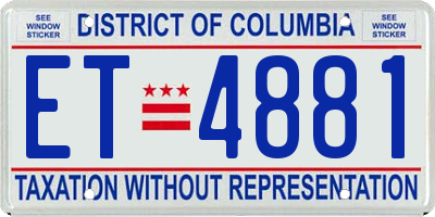 DC license plate ET4881